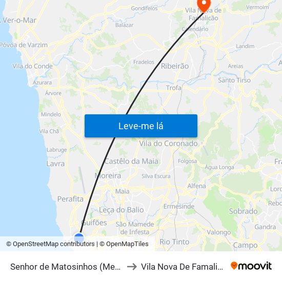 Senhor de Matosinhos (Metro) to Vila Nova De Famalicão map