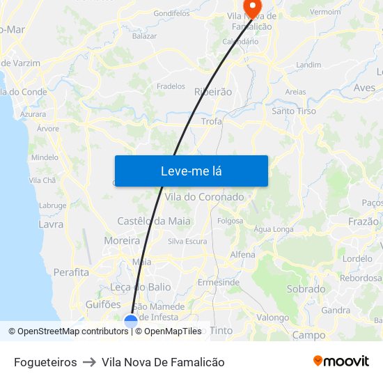 Fogueteiros to Vila Nova De Famalicão map
