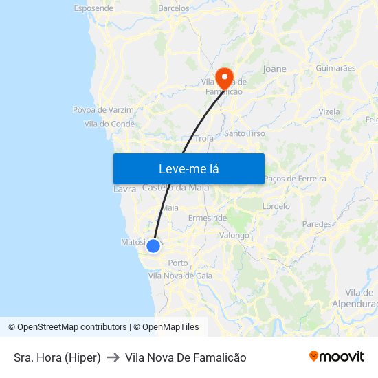 Sra. Hora (Hiper) to Vila Nova De Famalicão map
