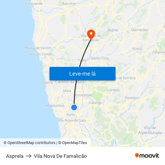 Asprela to Vila Nova De Famalicão map