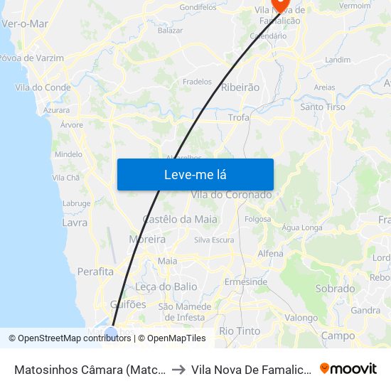 Matosinhos Câmara (Matc1) to Vila Nova De Famalicão map