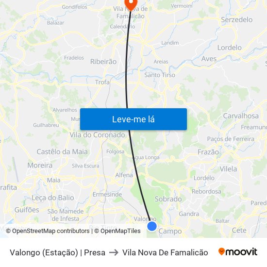 Valongo (Estação) | Presa to Vila Nova De Famalicão map