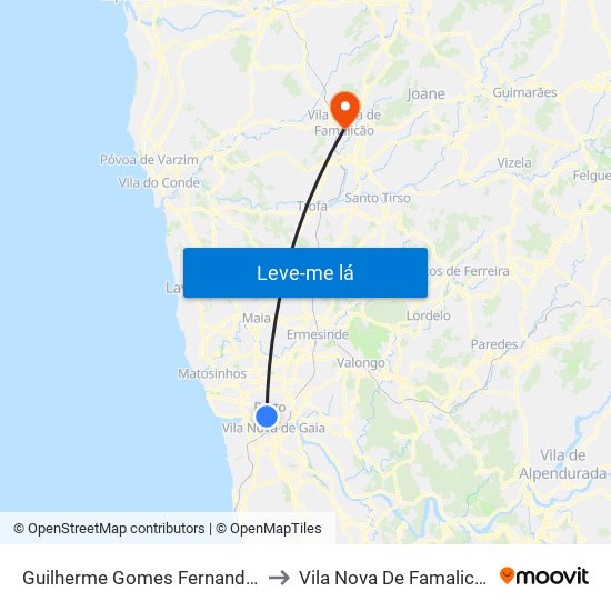 Guilherme Gomes Fernandes to Vila Nova De Famalicão map