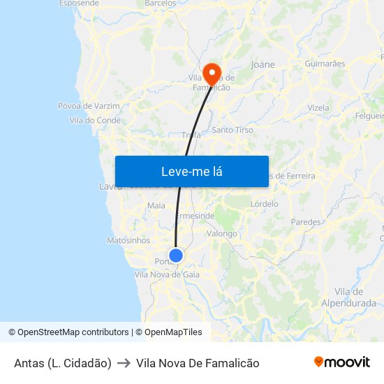 Antas (L. Cidadão) to Vila Nova De Famalicão map