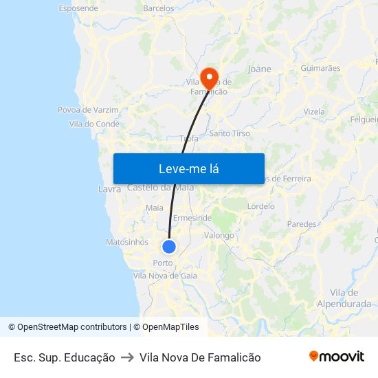Esc. Sup. Educação to Vila Nova De Famalicão map
