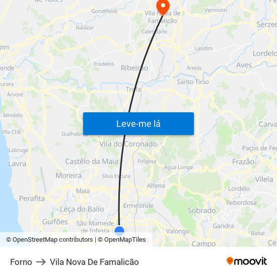 Forno to Vila Nova De Famalicão map
