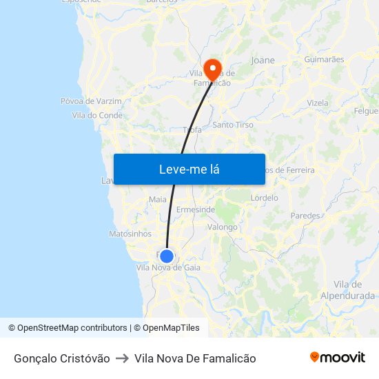 Gonçalo Cristóvão to Vila Nova De Famalicão map