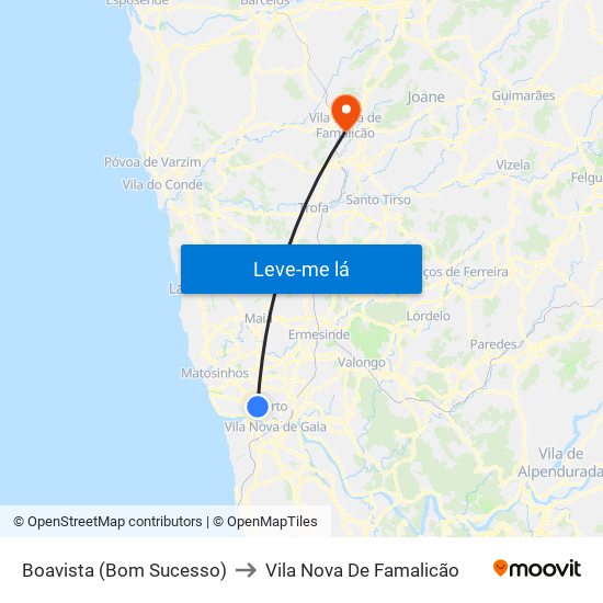 Boavista (Bom Sucesso) to Vila Nova De Famalicão map
