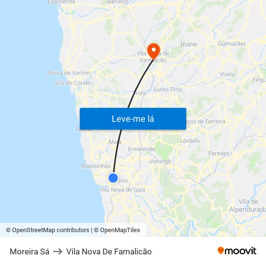 Moreira Sá to Vila Nova De Famalicão map