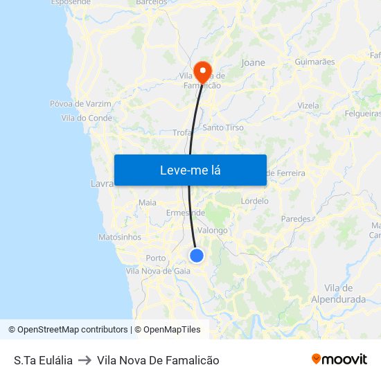 S.Ta Eulália to Vila Nova De Famalicão map