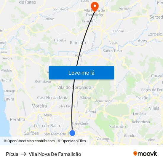 Pícua to Vila Nova De Famalicão map