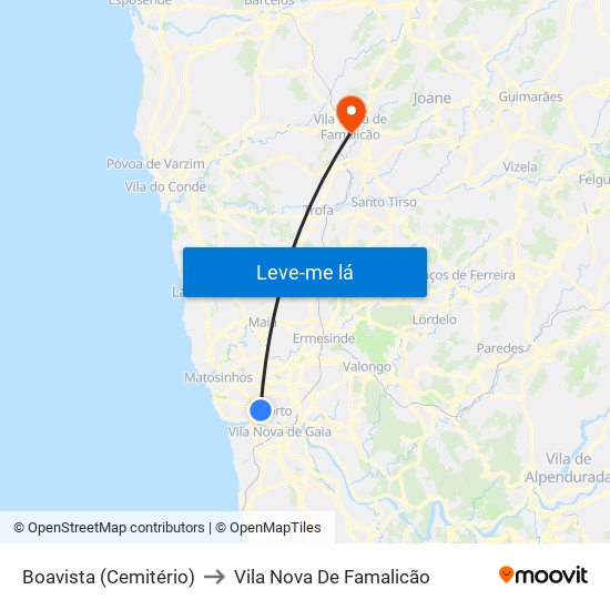 Boavista (Cemitério) to Vila Nova De Famalicão map