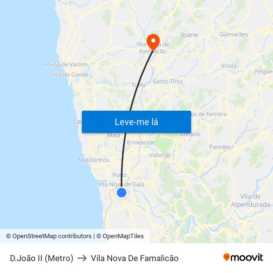 D.João II (Metro) to Vila Nova De Famalicão map