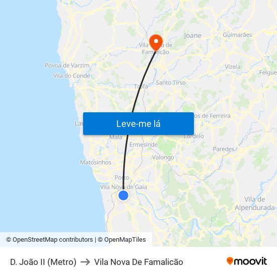 D. João II (Metro) to Vila Nova De Famalicão map