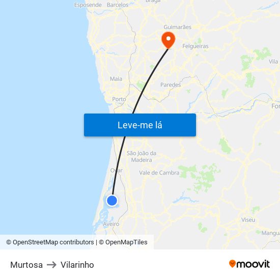 Murtosa to Vilarinho map