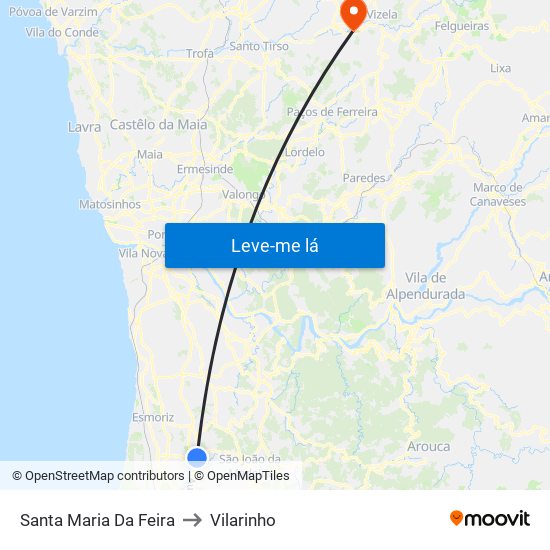 Santa Maria Da Feira to Vilarinho map