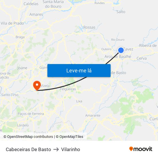 Cabeceiras De Basto to Vilarinho map