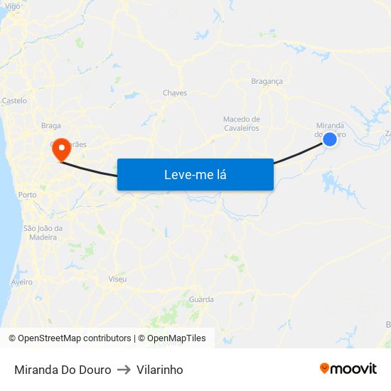 Miranda Do Douro to Vilarinho map