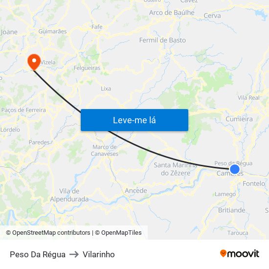 Peso Da Régua to Vilarinho map