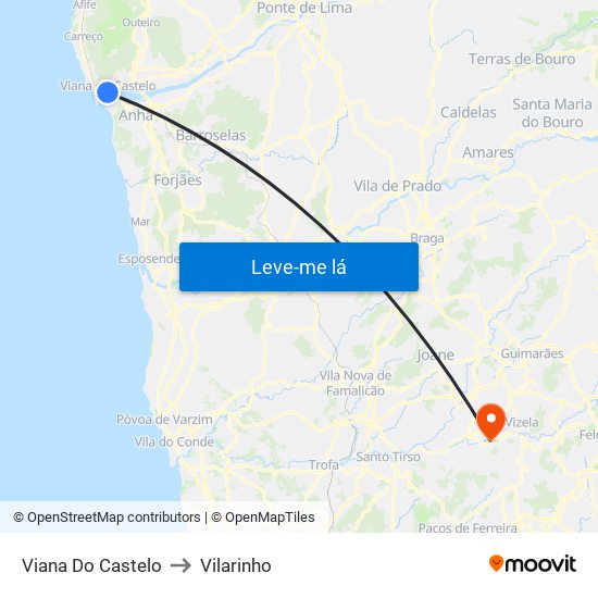 Viana Do Castelo to Vilarinho map