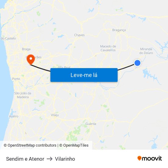 Sendim e Atenor to Vilarinho map