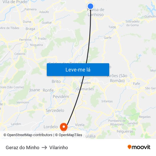 Geraz do Minho to Vilarinho map