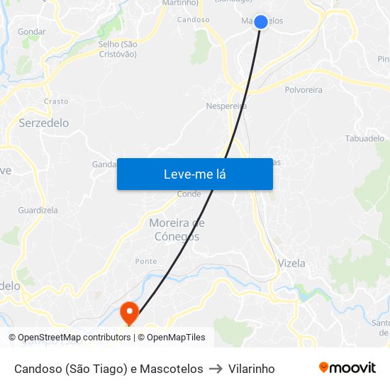 Candoso (São Tiago) e Mascotelos to Vilarinho map