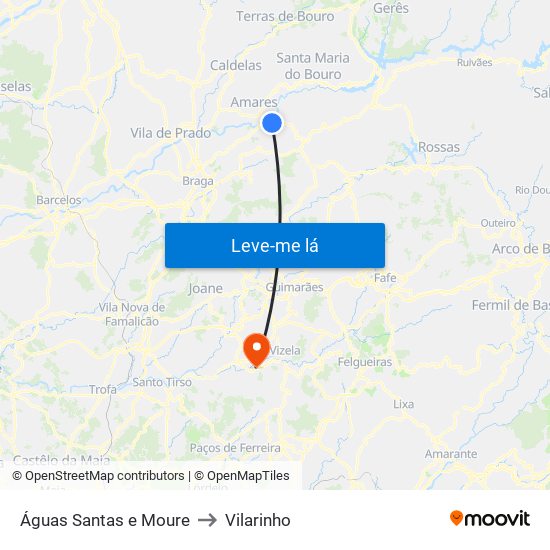 Águas Santas e Moure to Vilarinho map