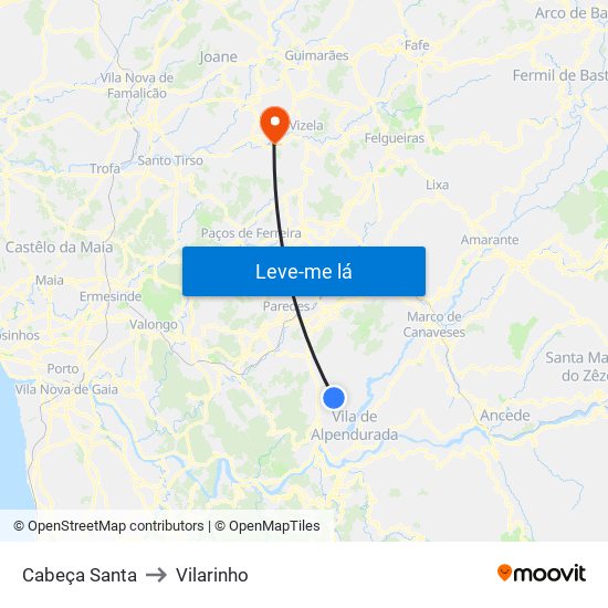 Cabeça Santa to Vilarinho map