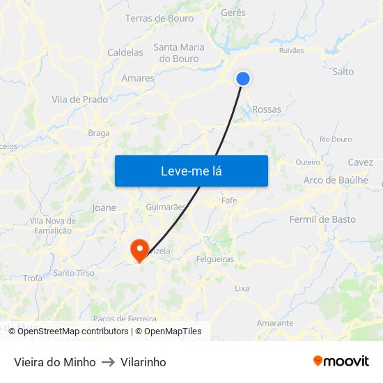 Vieira do Minho to Vilarinho map