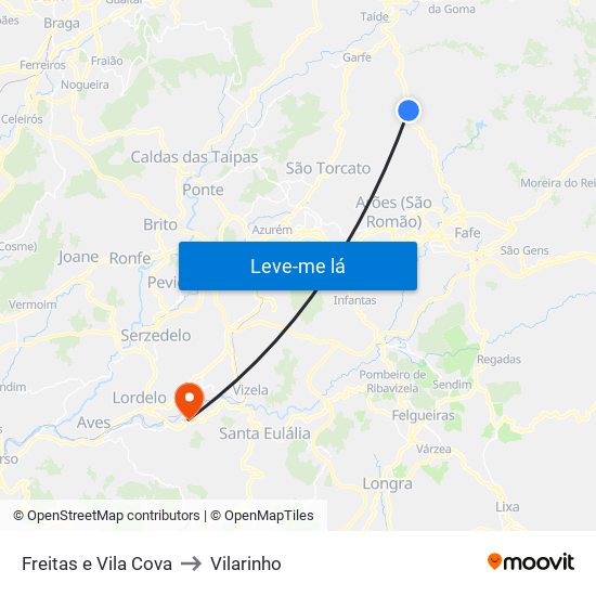 Freitas e Vila Cova to Vilarinho map