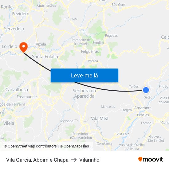 Vila Garcia, Aboim e Chapa to Vilarinho map