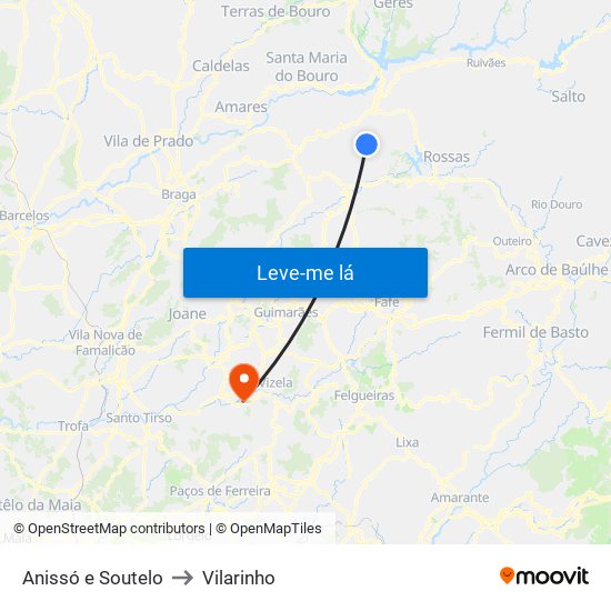Anissó e Soutelo to Vilarinho map