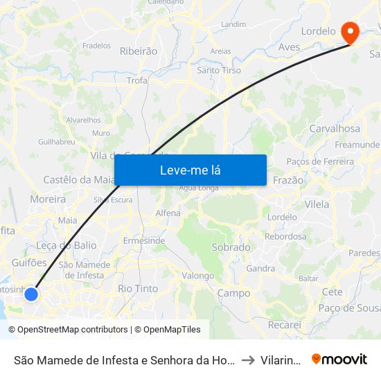 São Mamede de Infesta e Senhora da Hora to Vilarinho map