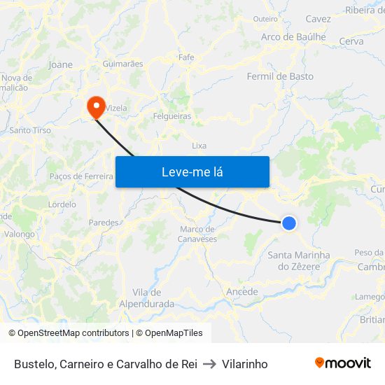 Bustelo, Carneiro e Carvalho de Rei to Vilarinho map