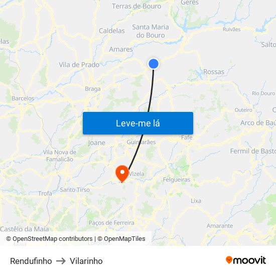Rendufinho to Vilarinho map