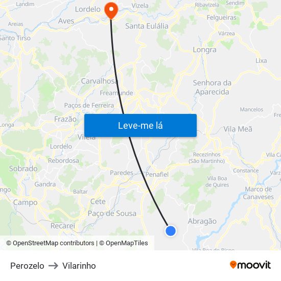 Perozelo to Vilarinho map