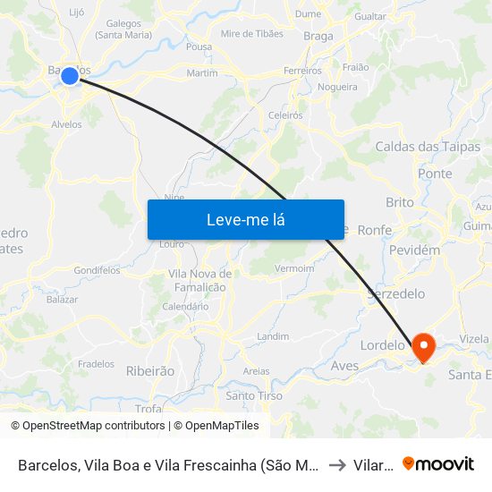 Barcelos, Vila Boa e Vila Frescainha (São Martinho e São Pedro) to Vilarinho map