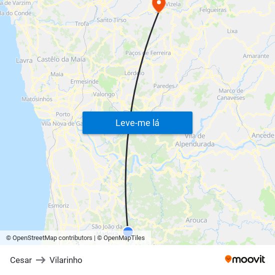 Cesar to Vilarinho map