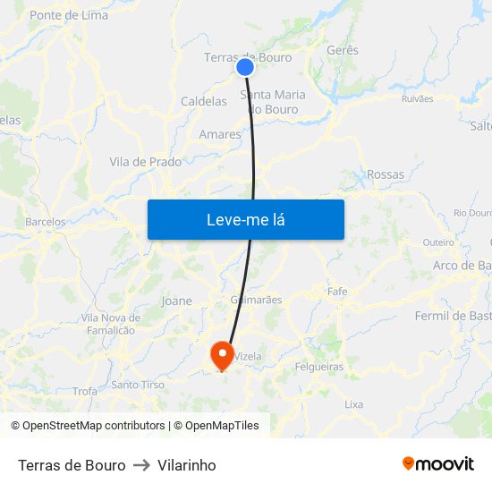 Terras de Bouro to Vilarinho map