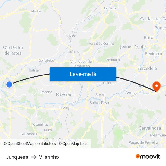 Junqueira to Vilarinho map