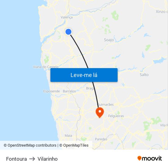 Fontoura to Vilarinho map