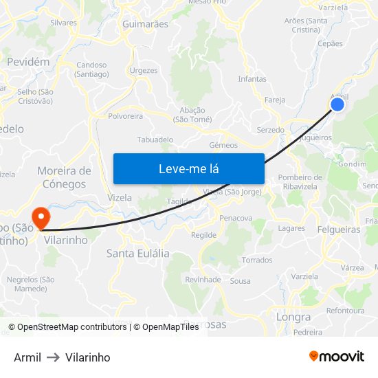 Armil to Vilarinho map