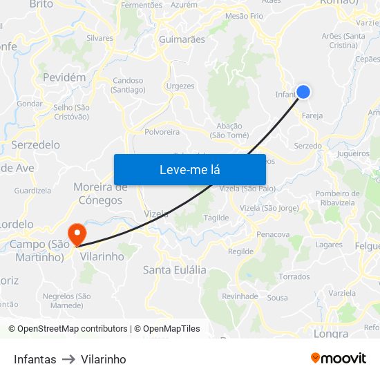 Infantas to Vilarinho map