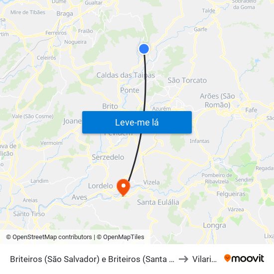 Briteiros (São Salvador) e Briteiros (Santa Leocádia) to Vilarinho map