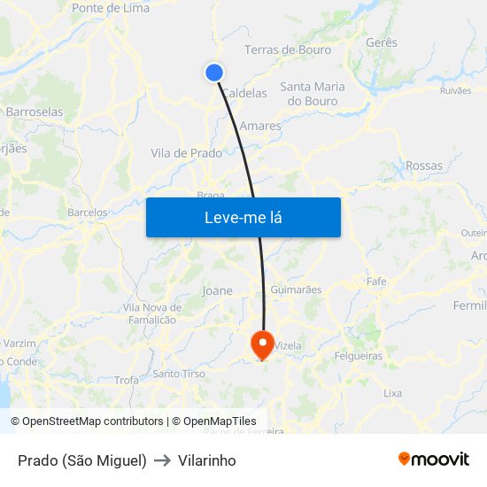 Prado (São Miguel) to Vilarinho map