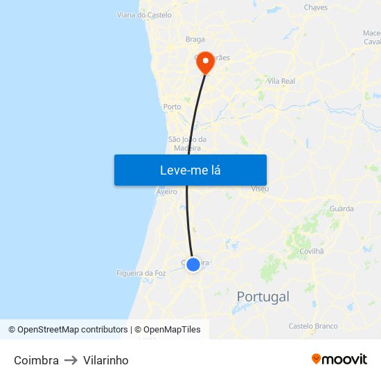 Coimbra to Vilarinho map