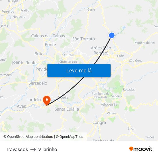 Travassós to Vilarinho map
