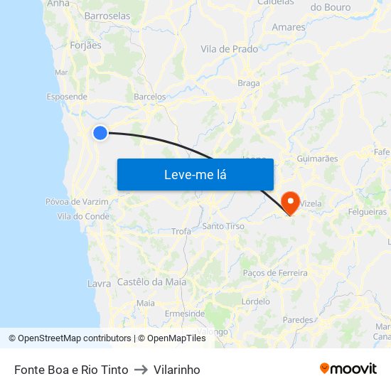 Fonte Boa e Rio Tinto to Vilarinho map