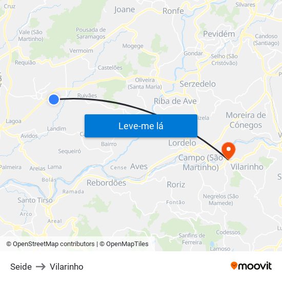 Seide to Vilarinho map